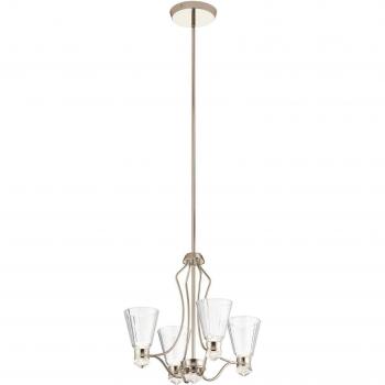 Lámpara colgante LED Quintiesse Kayva, IP44, 4 luces, níquel pulido, 3000K