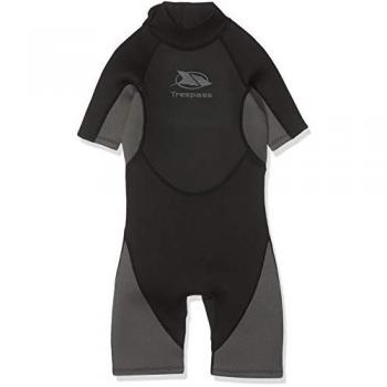 Trespass Traje de Neopreno Scuba 3 mm para Niños, Manga Corta, Negro, con Cremallera Trasera