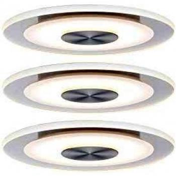 Juego Premium de 3 Lámparas Empotradas LED Whirl, Redondas, 5.5W, Dimables, Aluminio Satinado, 3000K