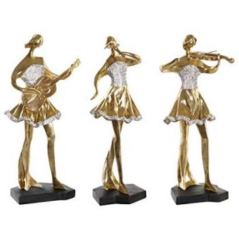 Figura Decorativa DKD Home Decor Música 20 x 12 x 41,5 cm Bailarina Dorado Romántico (3 Unidades)
