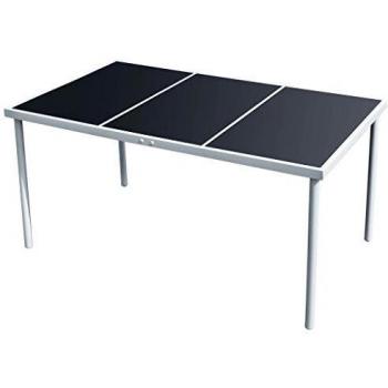 vidaXL Mesa Rectangular de Comedor Jardín Acero Vidrio Negra Mueble Exterior