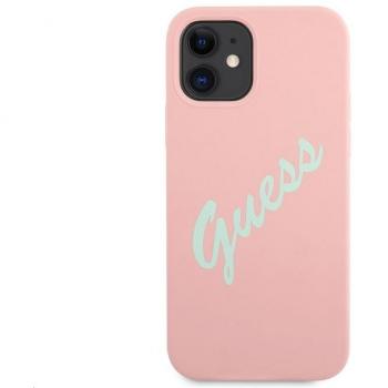 Funda de silicona Guess Vintage para iPhone 12 mini color Rosa