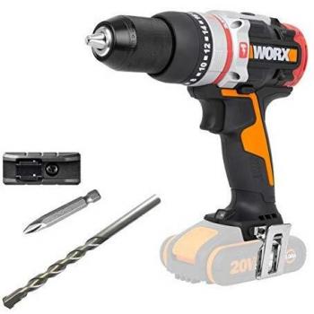 Taladro percutor Brushless sin cable Worx 20V Slammer Drill. Sin batería, ni cargador. PowerShare, portabrocas de 13 mm, control de velocidad variable, ajustes de par 18+1+1, WX354.9
