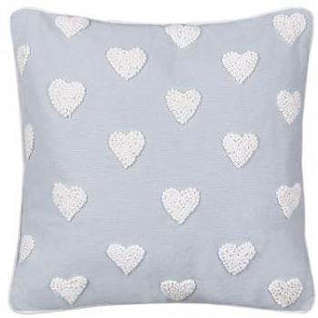 Cojín Decorativo de Algodón Gris 45 x 45 cm con Bordado de Corazones Gazania