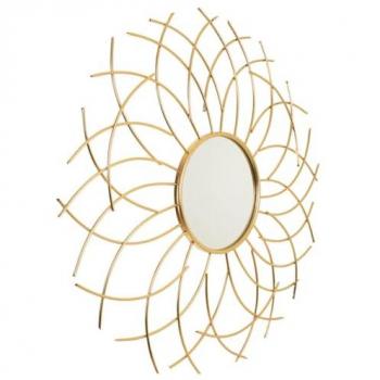 Espejo de Pared Dorado de Metal y Vidrio 89 x 3,5 x 89 cm