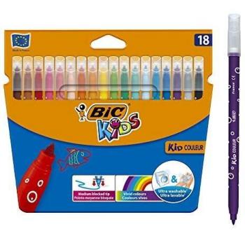 BIC Kids Kid Couleur Rotuladores Punta Media - Multicolor, Estuche de 18 Unidades