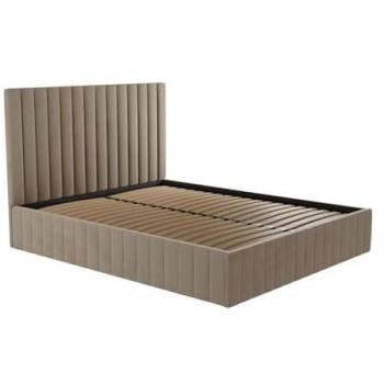 Cama con arcón y cabecero - 140 x 190 cm - Terciopelo gris arenoso - LARALI de Pascal Morabito