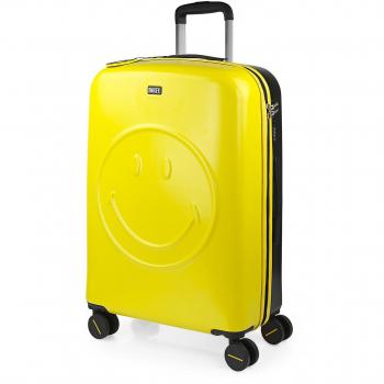 Maleta Mediana Smiley Originals Amarillo 60 Litros - Rígida de 4 Ruedas 360 - Candado TSA Integrado - 2 Años Garantía