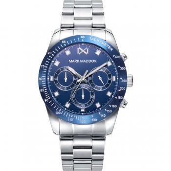 Mark Maddox - Reloj de hombre Mission multifunción de acero con esfera azul