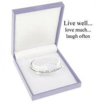 Pulsera chapada en plata Equilibrium – Live Well Love Much Laugh a menudo de Jolie Bijoux