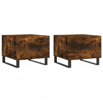 Mesa de centro 2 uds madera ingeniería roble ahumado 50x50x40cm Marrón