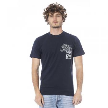 Cavalli Class Blue Cotton T-Shirt - XXL, Print Logo Round Neck