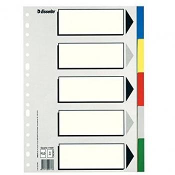 Esselte Separadores de plástico, PP, Tamaño folio, Gama ECO, 5 pestañas, Multicolor, 11609