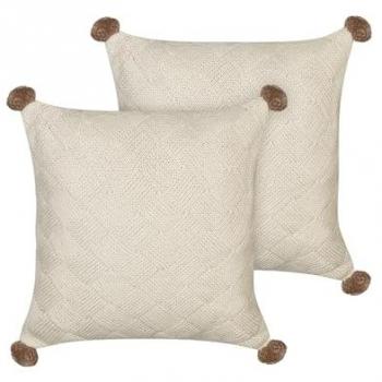 Conjunto de 2 cojines decorativos de algodón trenzado beige Oberonia 45 x 45 cm