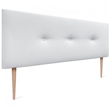 Cabecero de Polipiel Liso Acolchado con Botones y Patas 135x105cm para Camas 120/135/140 - Blanco