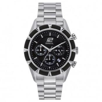 Reloj Hombre Breil Bow Shot Cronógrafo Esfera Negra Cuarzo Pulsera de Acero Plata TW1980