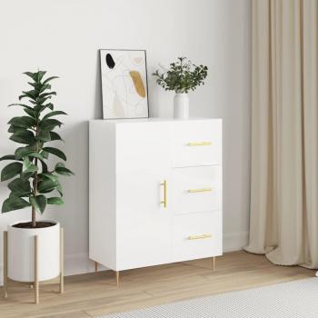 Aparador de madera de ingeniería 69,5x34x90 cm con puertas y cajón, mueble de almacenaje moderno para salón, armario auxiliar y armario de almacenamiento en color blanco brillante