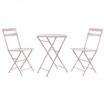 Conjunto de Mesa con 2 Sillas DKD Home Decor MB-177410 Rosa 60 x 60 x 75 cm (3 pcs)