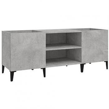 Mueble Discos Madera Contrachapada Gris Hormigón 121x38x48 cm