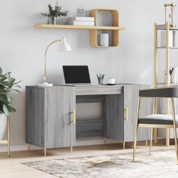 Escritorio de madera multicapa gris Sonoma 140x50x75 cm