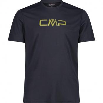 CMP Men's Short Sleeve Round Neck T-Shirt in Black and Neon Yellow, Size L