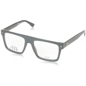 Dsquared2 ICON 0012 Rectangular Prescription Glasses, Matte Black Acetate Frame, Unisex, Size 54mm