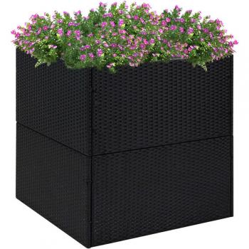 vidaXL Garden Planter Black 80x80x80 cm Poly Rattan