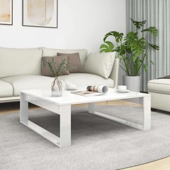 Mesa de centro de aglomerado blanco brillo 100x100x35 cm