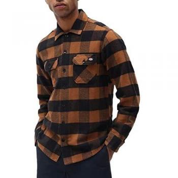 Dickies Men's Sacramento Check Flannel Shirt in Brown Duck, Size Small
