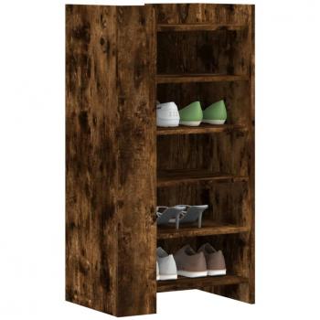 Mueble zapatero de madera de ingeniería en color roble ahumado, dimensiones 52x37,5x100 cm