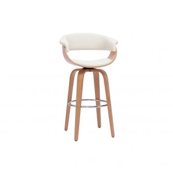 Taburete de cocina giratorio blanco y madera clara 67 cm OKTAV
