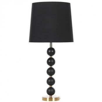 Lámpara de Mesa Negra y Dorada con Base de Metal y Pantalla de Tela Negra 75 cm Diseño Industrial