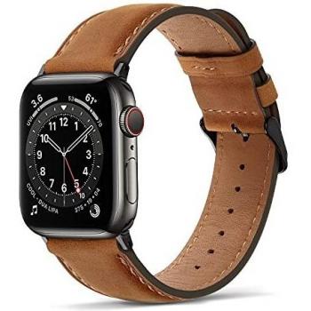 Tasikar Correas para Correa Apple Watch 45mm 44mm 42mm Diseño de Cuero Genuino Correa de Repuesto Compatible con Apple Watch Series 7