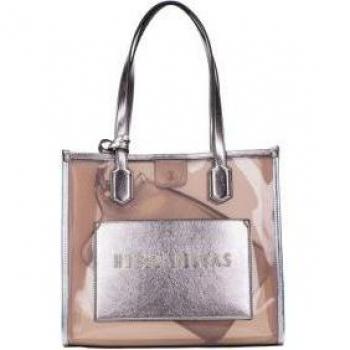 Bolso Shopper Bag marrón de vinilo con bolsa interior Hispanitas para mujer