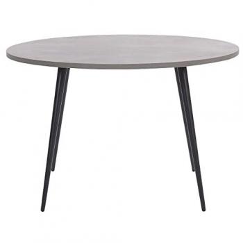 Mesa de comedor redonda 120 cm efecto hormigón con patas de metal negro estilo moderno glamour