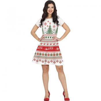 Disfraz de Vestido Blanco Crochet Navideño para mujer