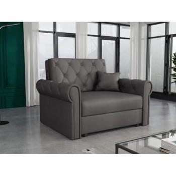 Sillón Columbus 200 Tapizado en Kronos 22 con Patas de Metal, 116 x 85 x 98 cm, Sofá Cama con Función de Dormir y Cajón
