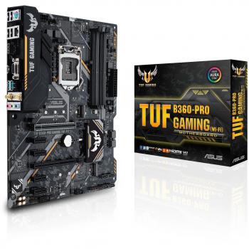 ASUS TUF B360-PRO Gaming (WI-FI) - Placa Base Intel B360 Chipset, 4 x DIMM, Máx. 64 GB, DDR4 2666/2400/2133 MHz, Non-ECC, Un-buffered, PCIe 3.0/2.0 x16 con Bluetooth y Gigabit LAN