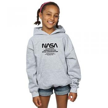 Sudadera con capucha NASA para niñas 9-11 años gris con texto Worm Blurb