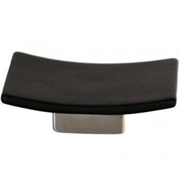 MSV JABONERA Ceramica Negra E INOX NHALE, Acero Inoxidable, 13.5x9x3.5 cm