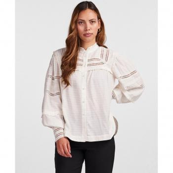 Camisa de mujer manga larga con detalles bordados Yas