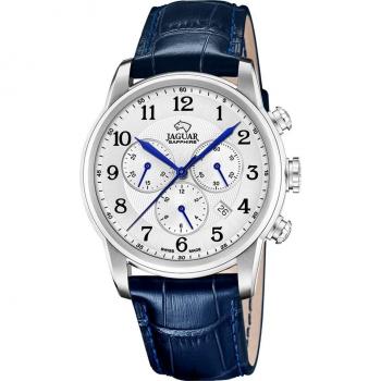 Reloj Jaguar Acamar J968/4 para Hombre con Correa de Piel Azul y Caja Plateada