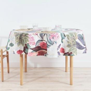 Mantel Redondo Resinado Antimanchas 0318-105 de 180 cm, fabricado con 100% algodón orgánico, suave al tacto y de fabricación española