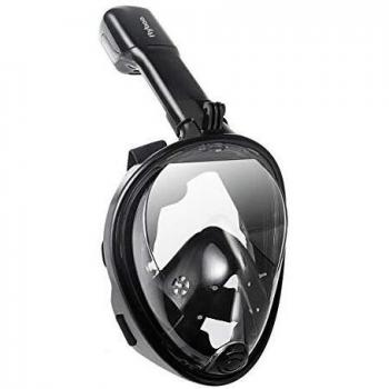 Máscara de Buceo con Diseño Facial Completo,Máscara de Snorkel con Visión Panorámica de 180° y Montura Compatible con Cámara Deportiva Gafas de Buceo con Sistema de Respiración Natural