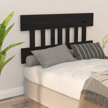 Cabecero para cama negra 183,5x3x81 cm madera maciza de pino