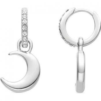 Pendientes Luxenter Luna de metal bañado en rodio con circonita brillante
