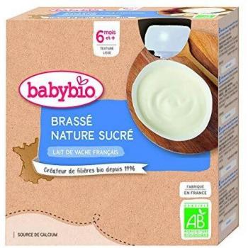 Gourde Bio de Postre Lácteo Brassé Natural Azucarado +6 meses 4x85g