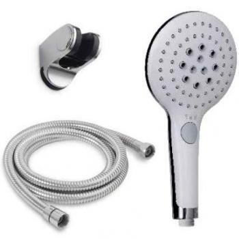 GSC - Kit de ducha eco ahorro: Alcachofa 129mm 3 funciones + flexo + soporte ajustable GSC 404005004 - GSC 404005004