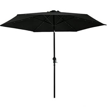 Sombrilla de jardín con luces LED, palo de acero negro, 300 cm