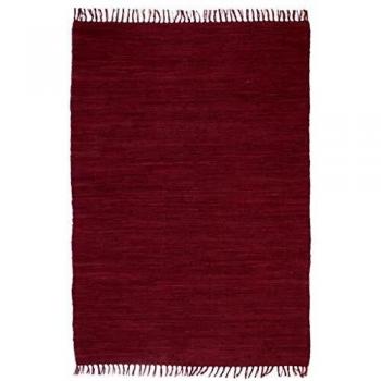vidaXL Alfombra Tejida a Mano Chindi de Algodón Burdeos 200x290cm Decoración
